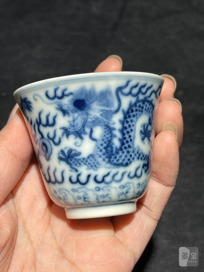 清光绪 青花龙纹杯 - 图4